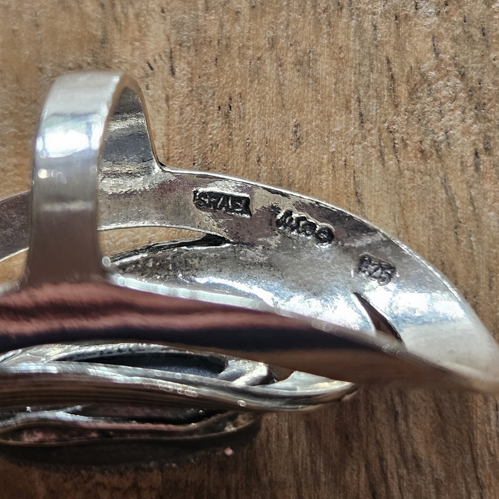 Silver 925 Statement Ring With Black Stone - image 3